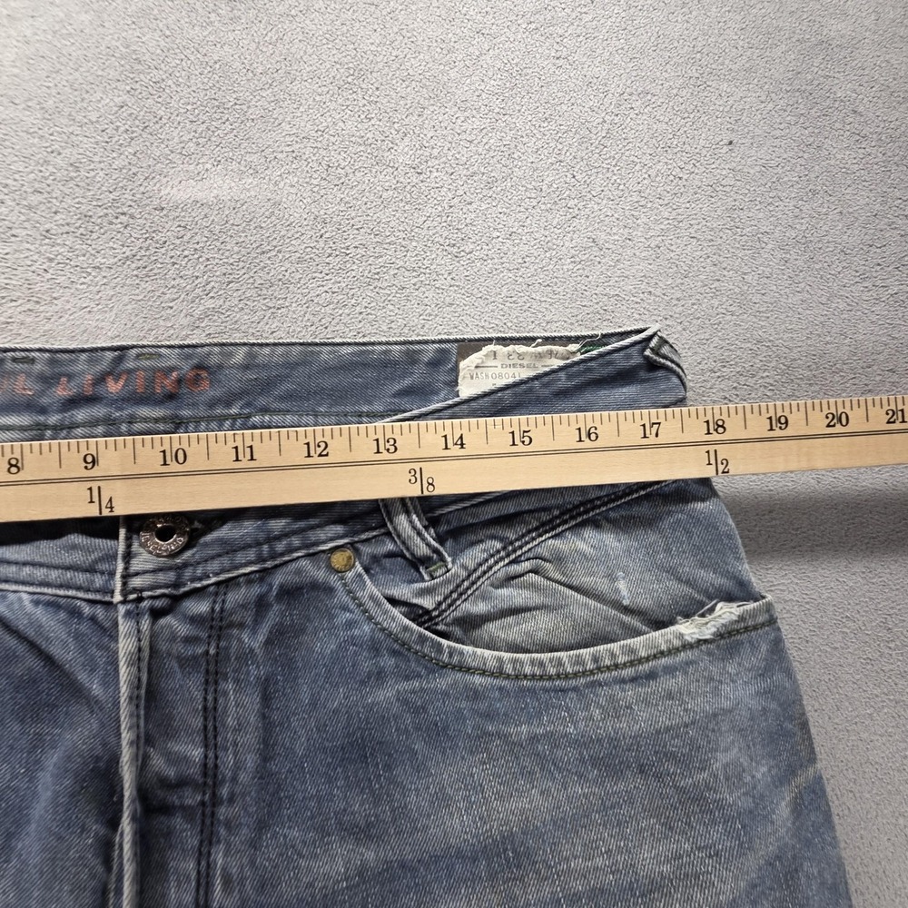 Diesel Jeans Mens 33x32 Blue Iakop Regular Slim Tapered Button Fly Italy 0804J - Picture 3 of 16